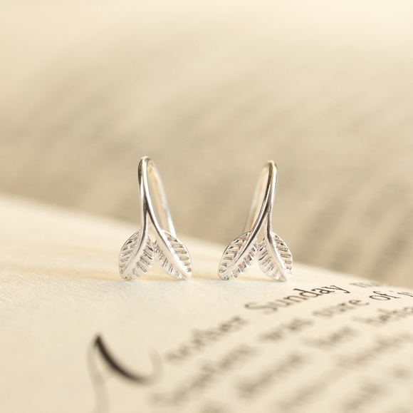 Frosted Leaf Earrings - Only 2 left! - Picture 7 of 10